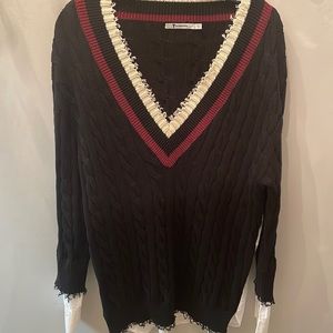 T Alexander Wang V Neck Cotton Layered Sweater size M